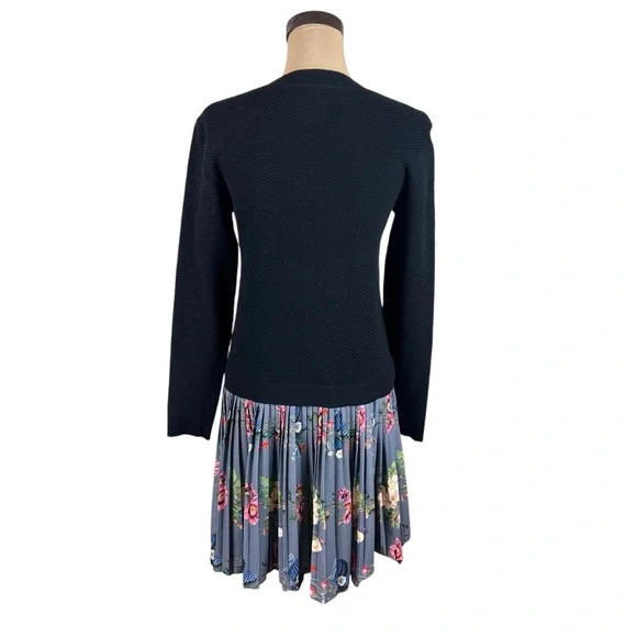 Ted Baker Izitaa Oracle Knit Skater Dress Pleated floral Print Skirt SZ 3 - Picture 4 of 11